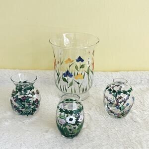 Portmeirion Botanic Garden Hurricane Votive Candle Holder Hand-painted